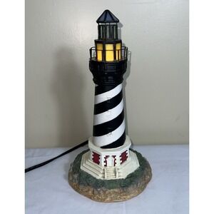 Vintage Cape Hatters Lighthouse Night Light Stain‎ Glass at top on/off switch